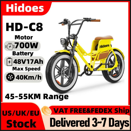 Hidoes C8 E-bike 700W Motor 48V17AH Lithium Battery Electric Bike Adult 20*4 Inch Off-road Fat Tire All-terrain Electric Bicycle