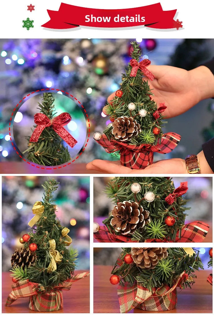 20cm Mini Christmas Tree White Gold Small Xmas Tree Desk size