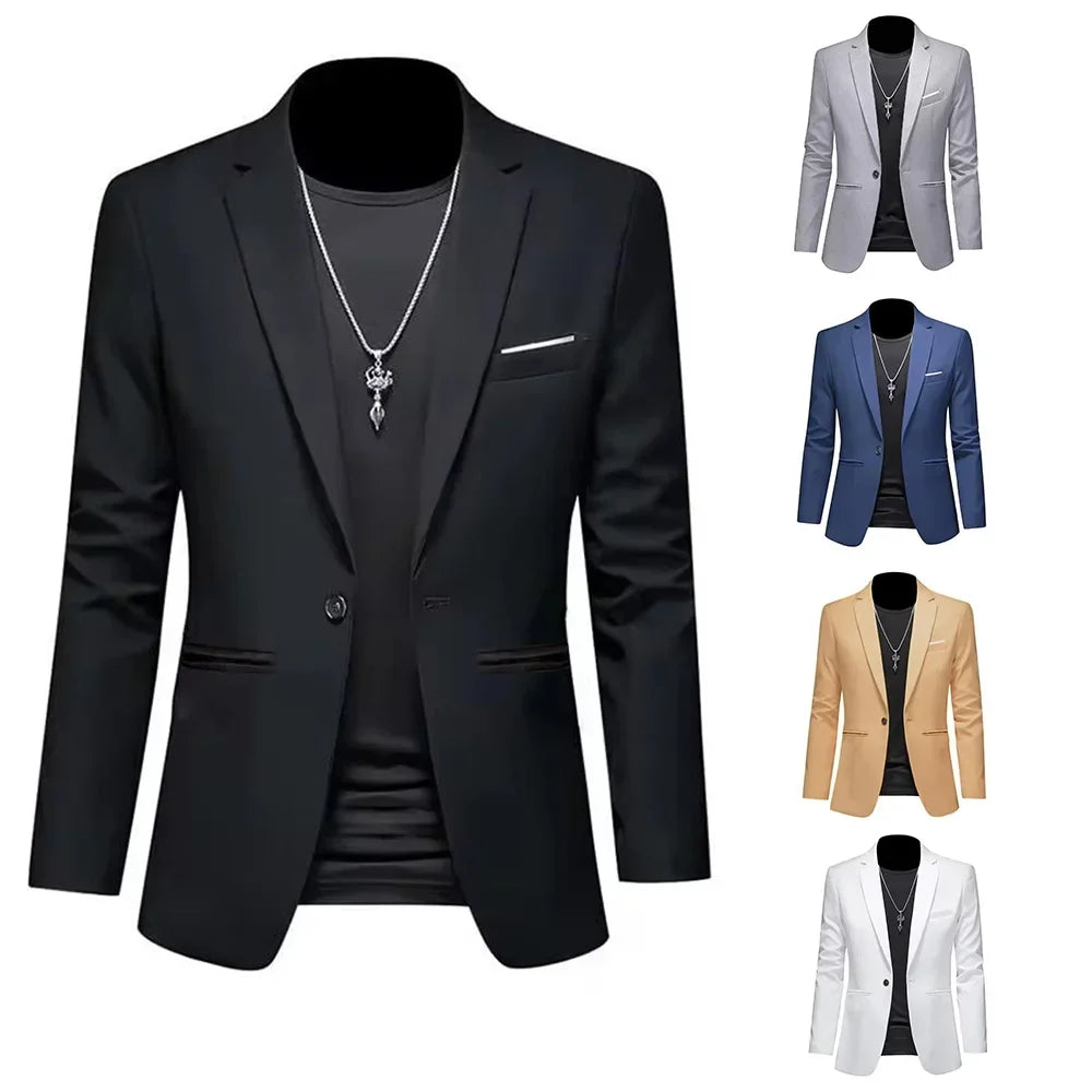 Men's Trendy Leisure Boutique Suit Jacket  Autumn Casual Business Slim Fit Non-ironing Single Button Suit
