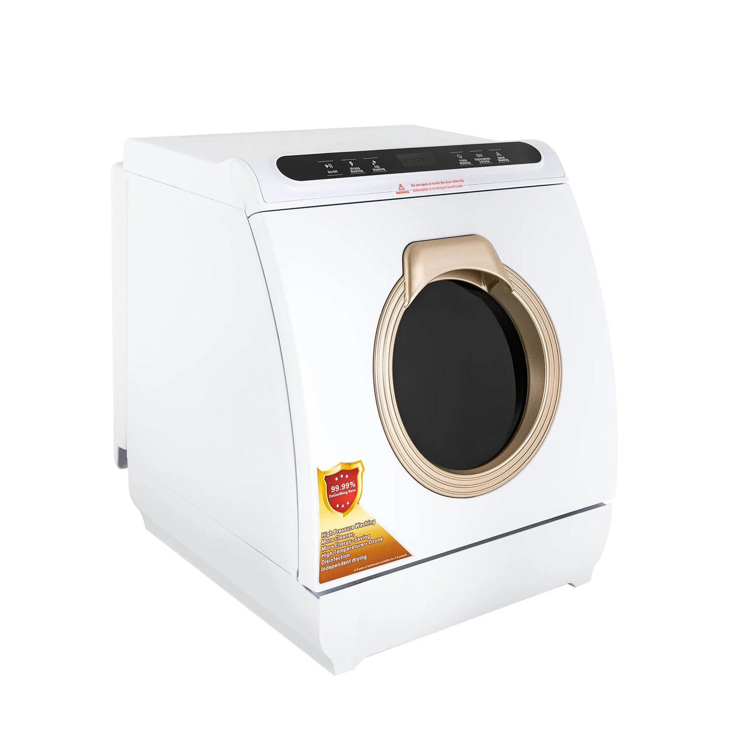 110V 900W Portable Dishwasher Countertop Dish Washing Machine Sterilization Temperature 72℃ 5 Washing Programs Apartment