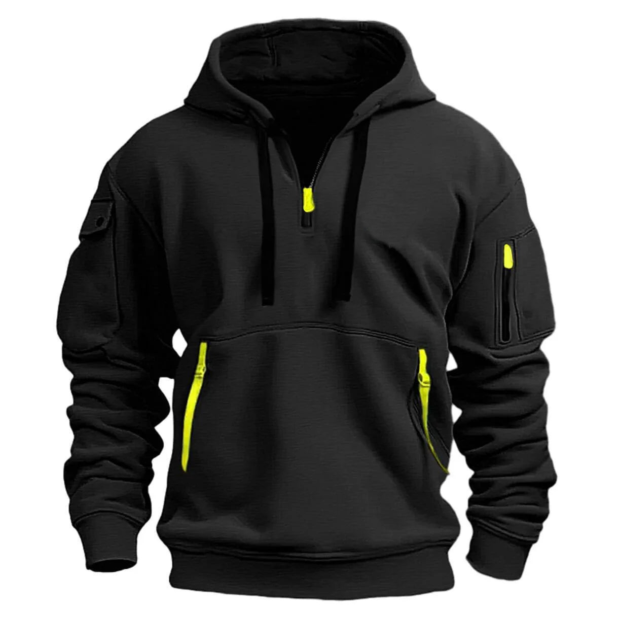 2025 New Multi Pocket Zipper Fleece Hooded Casual Shirt