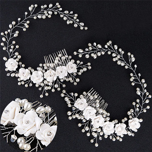 Made Hair Color Pearl Wedding Hair Combs Hair Accessories for Bridal Flower Headpiece Women Bride Hair ornaments Jewelry