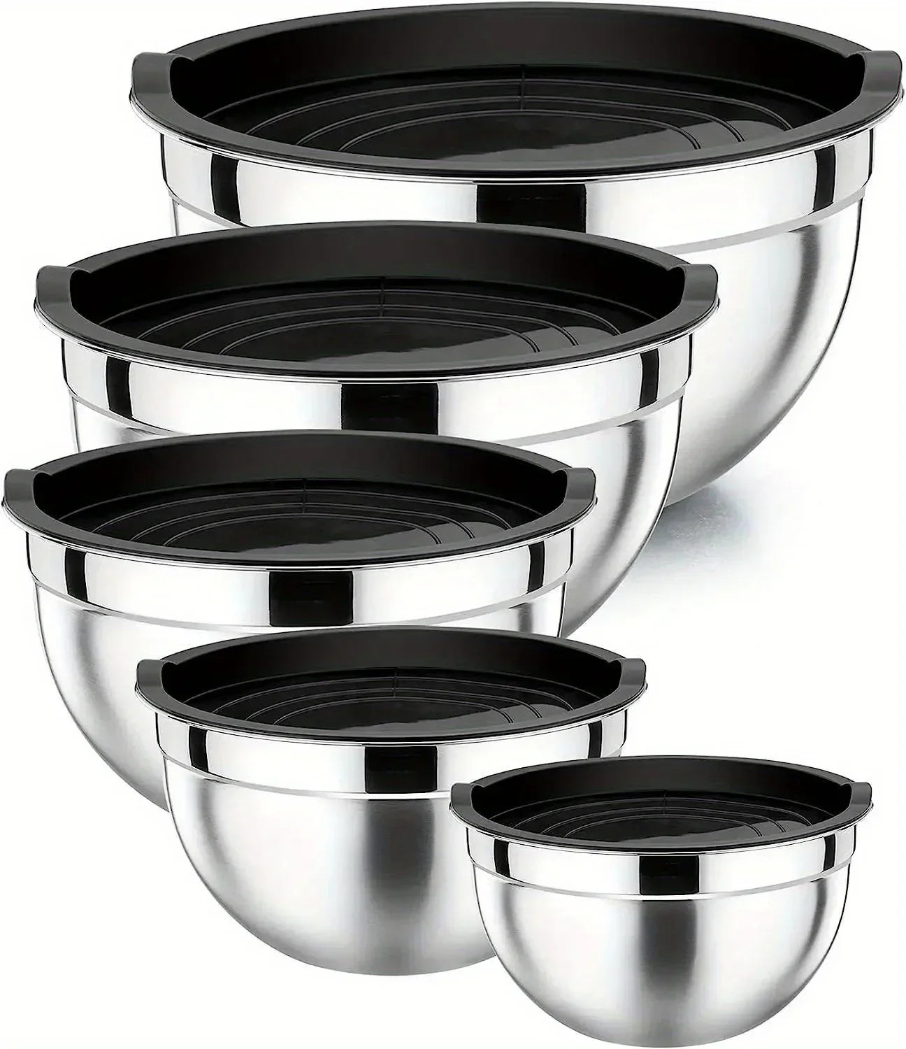 5-Piece Stainless Steel Nesting Mixing Bowl Set - Kitchen Essentials for Baking, Serving,Dishwasher Safe, and Easy to Store