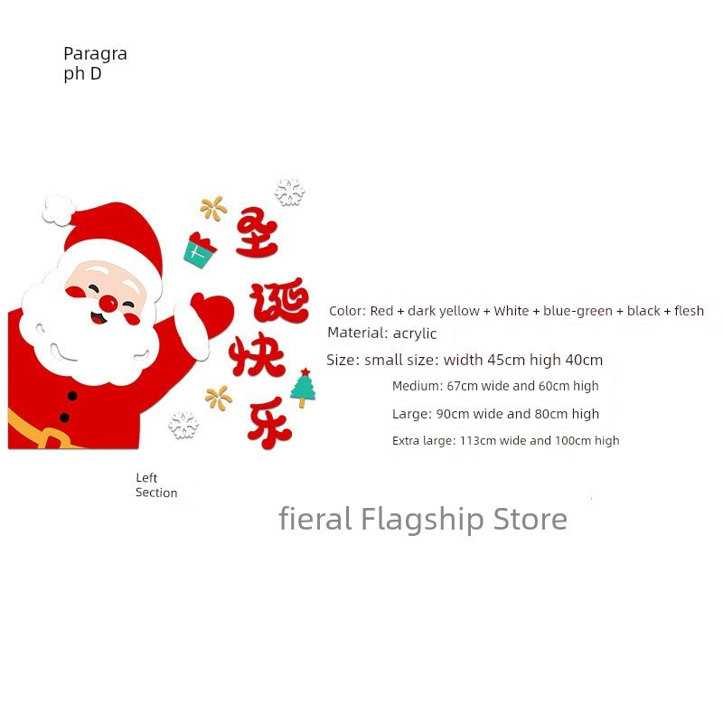 Christmas Decoration Scene Layout Shopping Window Glass Sticker Painting Santa Claus Christmas Tree Wall Decorations