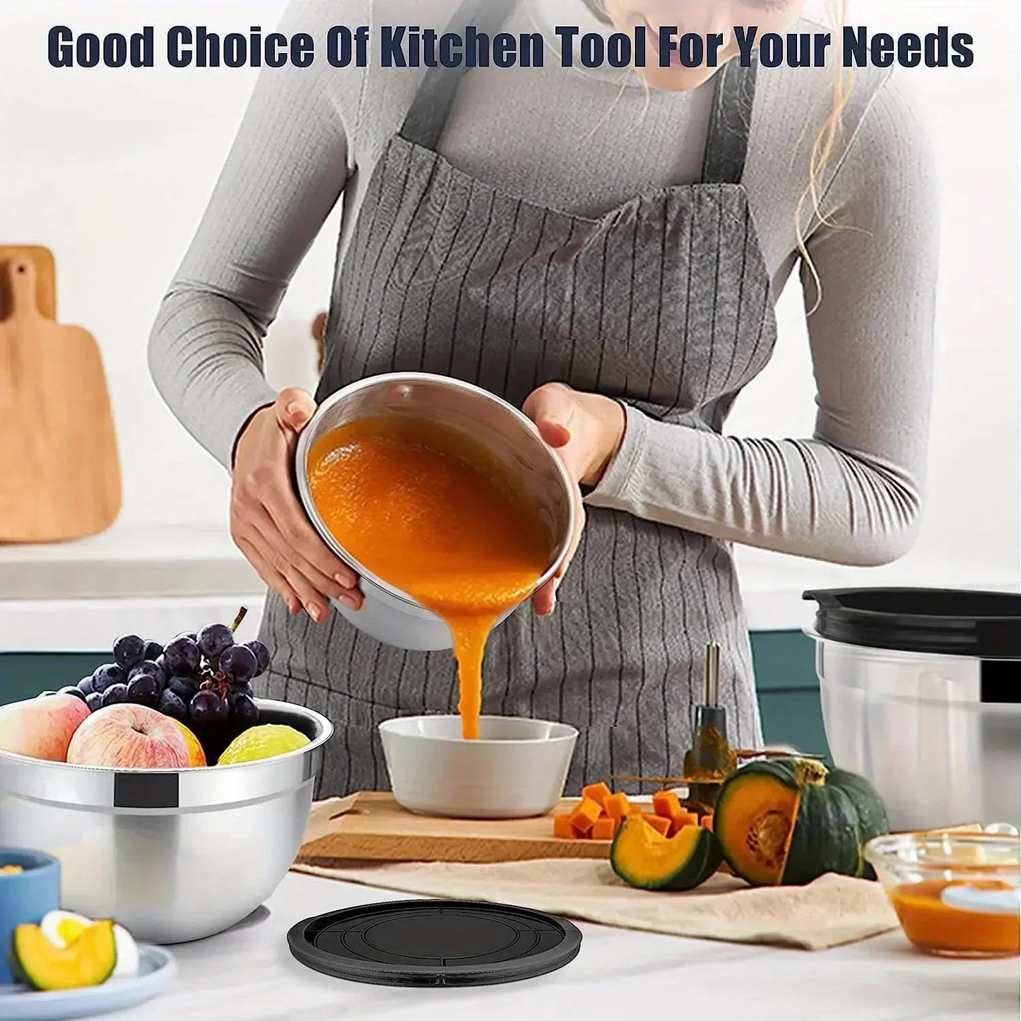 5-Piece Stainless Steel Nesting Mixing Bowl Set - Kitchen Essentials for Baking, Serving,Dishwasher Safe, and Easy to Store