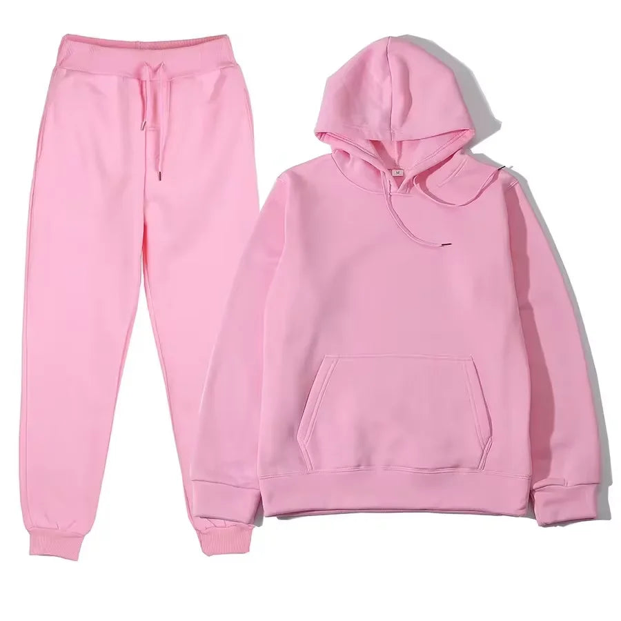 2024 Autumn/Winter New Velvet Warm Hoodie Sports Pants Two Piece Set for Men and Women