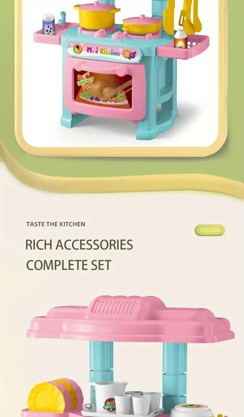 Mini Kitchen Counter Play Set DIY Simulated Cooking Food Tableware