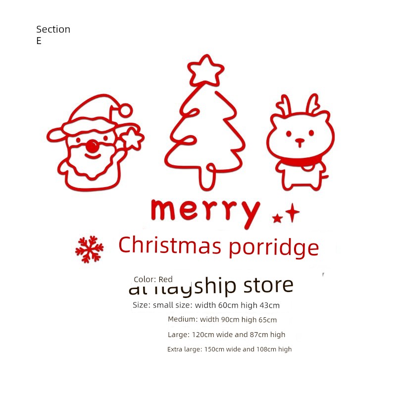 Christmas Decoration Scene Layout Shopping Window Glass Sticker Painting Santa Claus Christmas Tree Wall Decorations