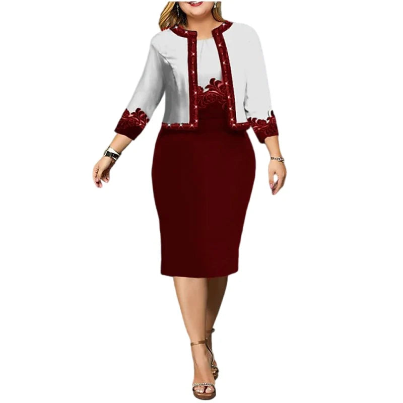 New Solid Women Dress Suits Fashion Floral Printed Cardigan Tops and Tank Dress Casual Elegant Two Piece Sets
