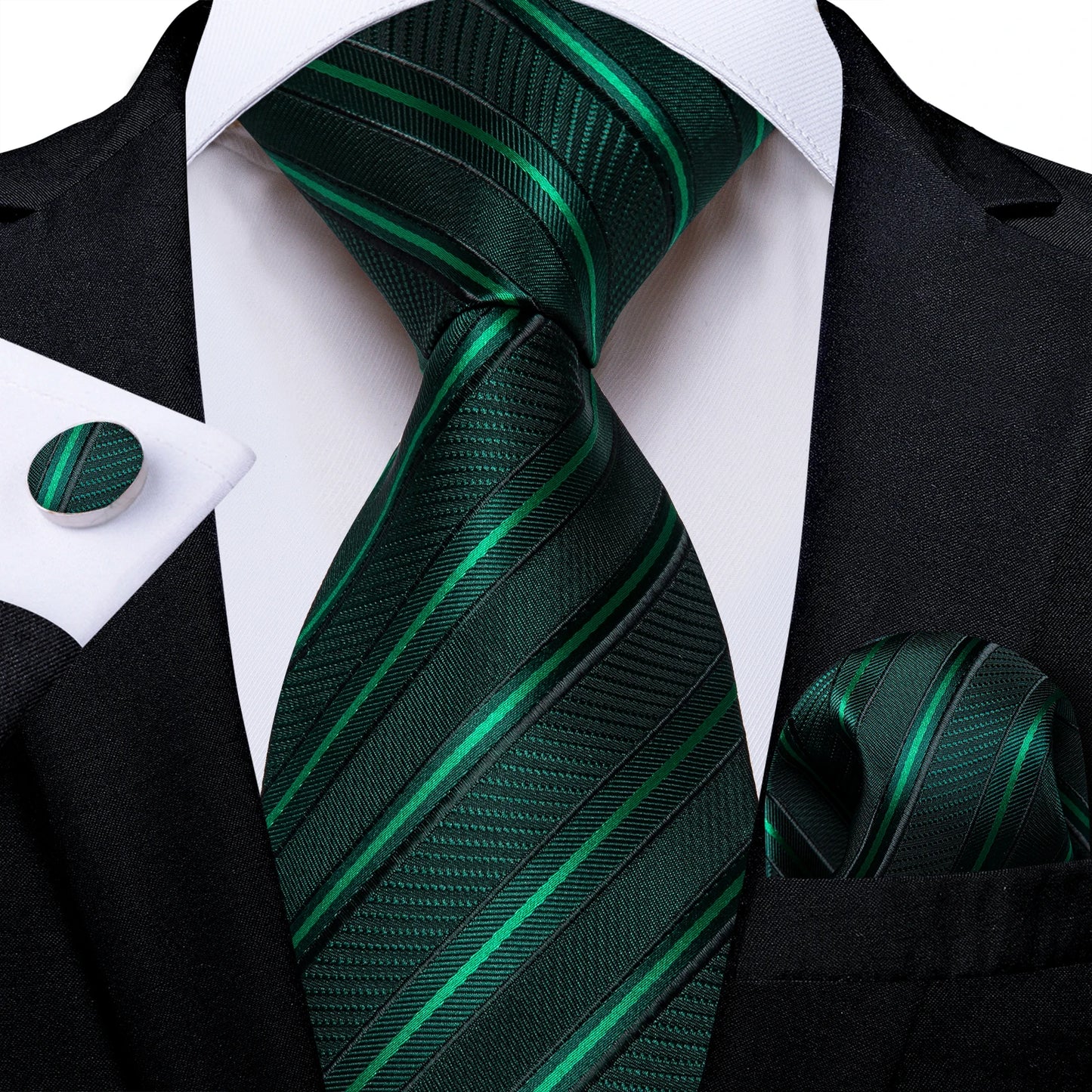 Gold Black Striped Silk Neck Ties