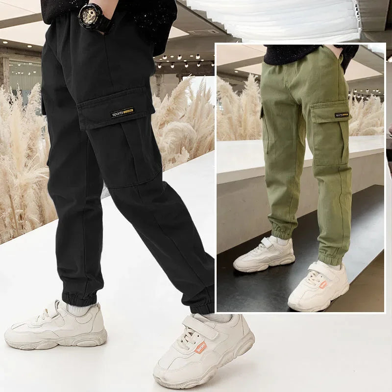 4-12 Years New Spring Autumn Boys Pants Letter Casual Long Style Trousers For Kids 3 Color