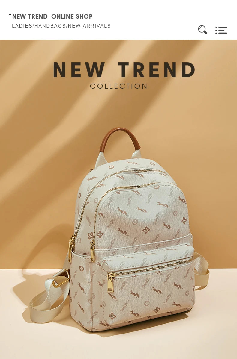 FOXER Women Travel Rucksack Female Casual Monogram Backpack