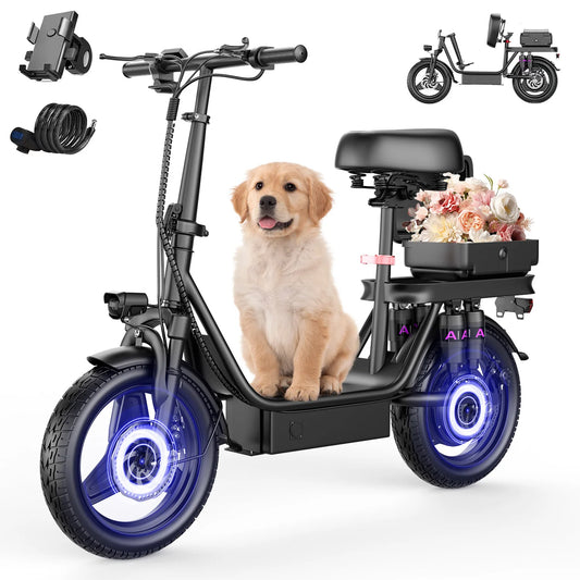 Folding Electric Scooter for Adults, 700W Peak Motor 48V 17.5Ah 300lbs Max Load,10 Full Shock Foldable Motor EScooter Absorption