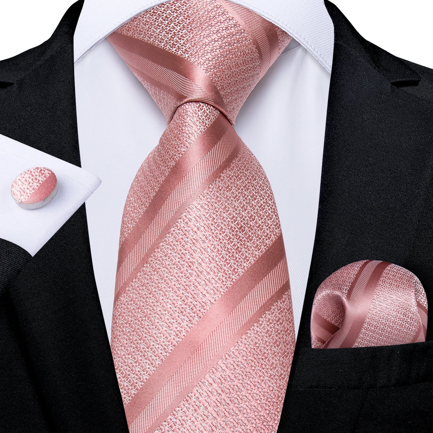 Gold Black Striped Silk Neck Ties