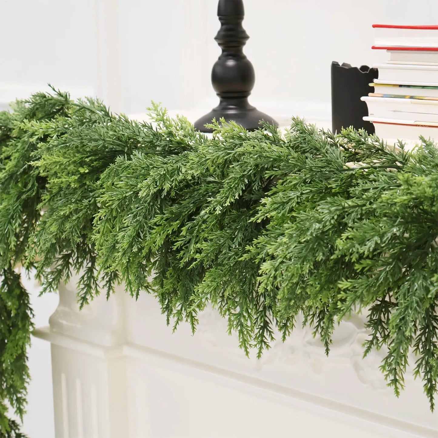 Christmas Cedar Garland Real Touch Winter Pine Garland for Mantle Holiday Atmosphere Props Party Supplies for Front Door Living