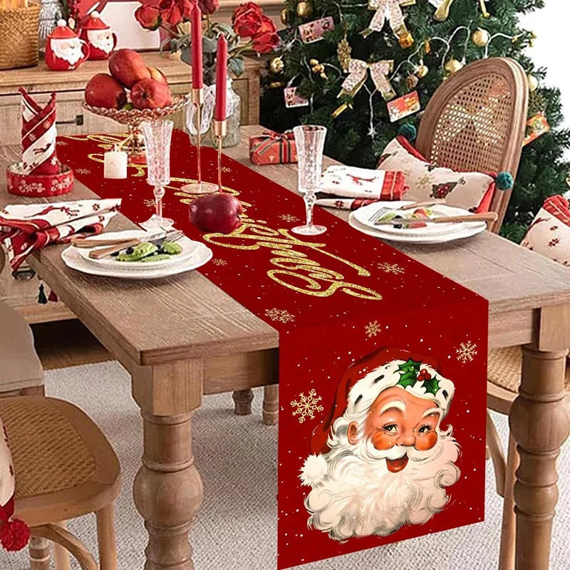Christmas Table Runner Christmas Decorations Cute Cartoon Santa Claus Gingerbread Man Table Cover Xmas Table Accessories navidad