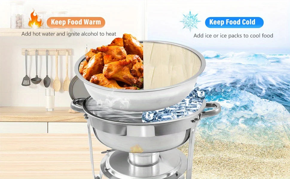 8 Pack Chafing Dish Buffet Set, Stainless Steel Food Warmer Kit with Lids, Food Pans, Water Pan and Fuel Holders for Restaurant