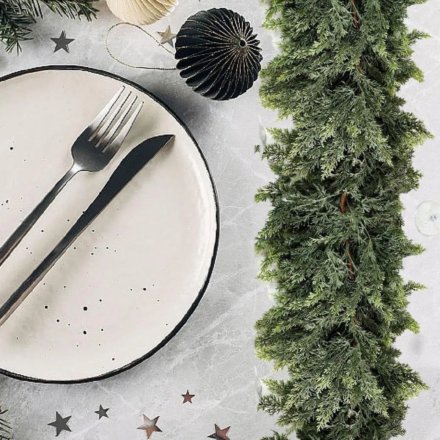 Christmas Cedar Garland Real Touch Winter Pine Garland for Mantle Holiday Atmosphere Props Party Supplies for Front Door Living