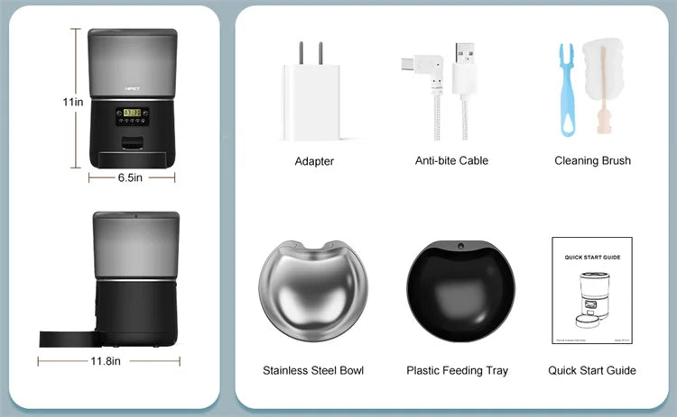 NPET 4L Automatic smart pet feeder for cats dogs multiple pets with stainless steel bowl Customize healthy food 1-9 portions