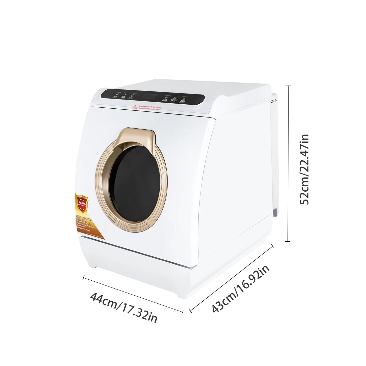 110V 900W Portable Dishwasher Countertop Dish Washing Machine Sterilization Temperature 72℃ 5 Washing Programs Apartment