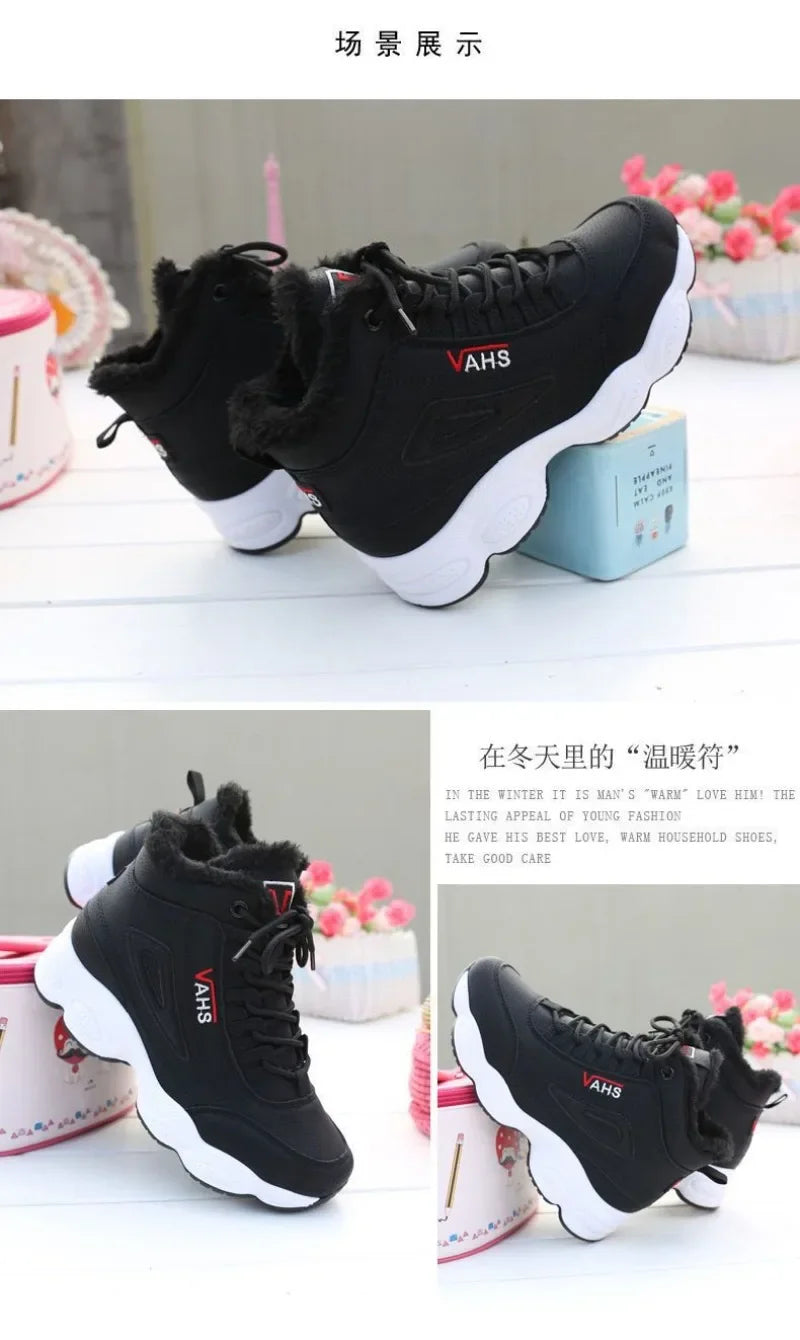 New Winter Thick-soled Women's Sneakers Warm Plus Velvet Cotton Shoes Height-increasing Non-slip Platform Women Shoes Snow Boots