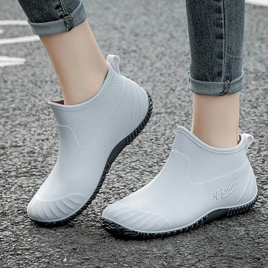 New Fashion Rain Shoes Women's Wear- resistant Short Tube Outer Wear Rain Boots Water Shoes Non-slip Car Wash Shoes