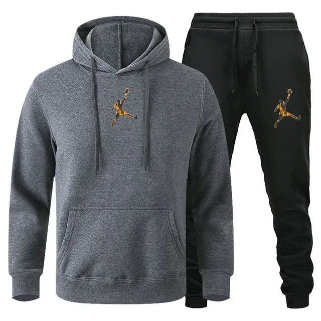 2025 Autumn/Winter Men's Fashionable long-sleeved sweatshirt + casual pants 2-piece set