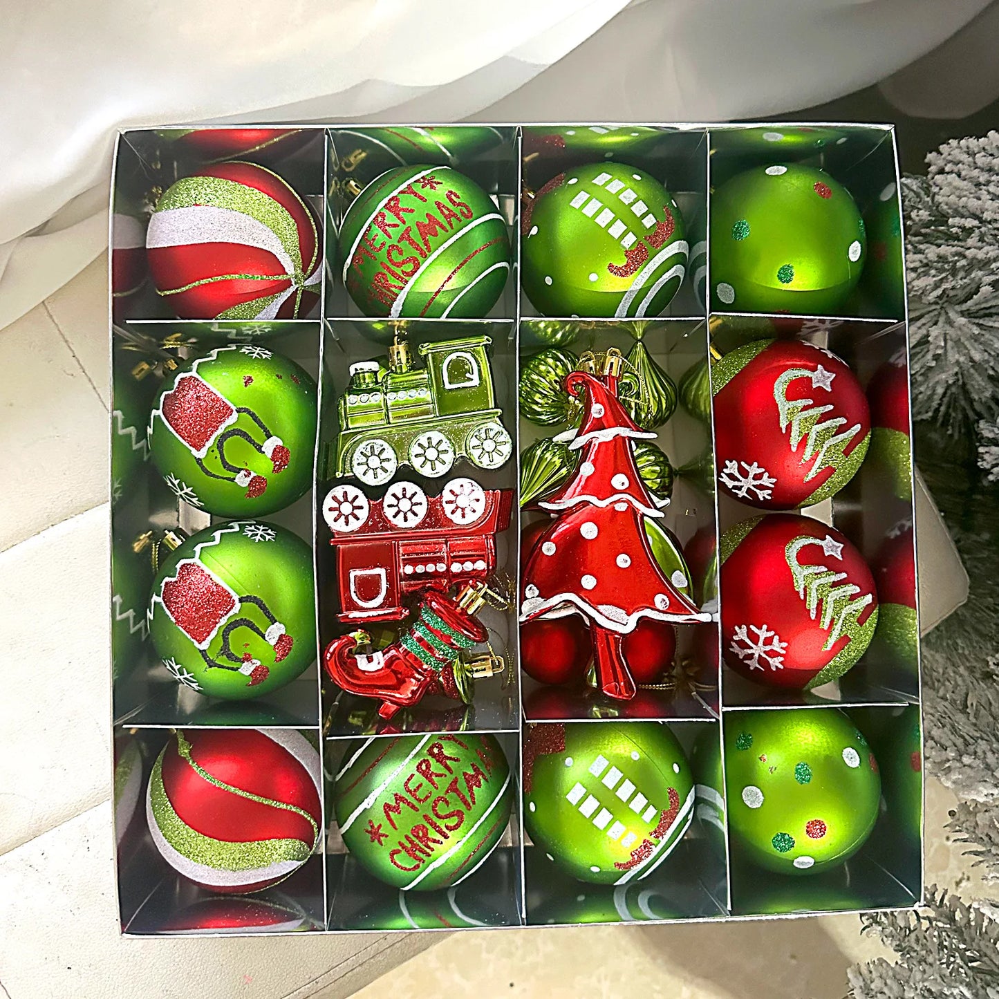 34/12/9pcs Grinch Christmas Ball Decorations