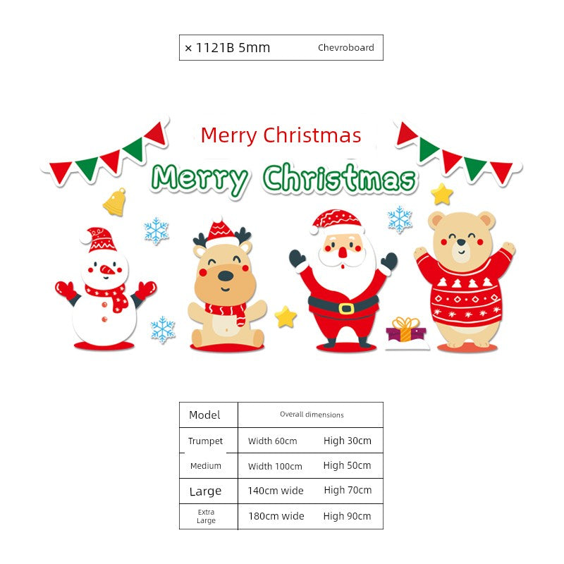 Christmas Decoration Scene Layout Shopping Window Glass Sticker Painting Santa Claus Christmas Tree Wall Decorations