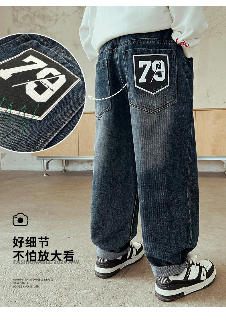 Spring Autumn Boys Jeans Children Denim Trousers New Kids Casual Pants for 5 6 7 8 9 10 11 12 13 14 Years Teenagers Kids Clothes