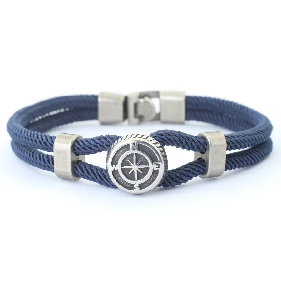 New Compass Bracelet Man Viking Nautical Rope Braslet Bangle