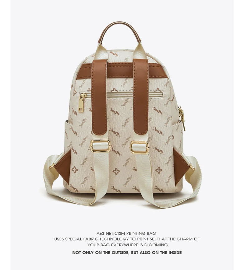 FOXER Women Travel Rucksack Female Casual Monogram Backpack