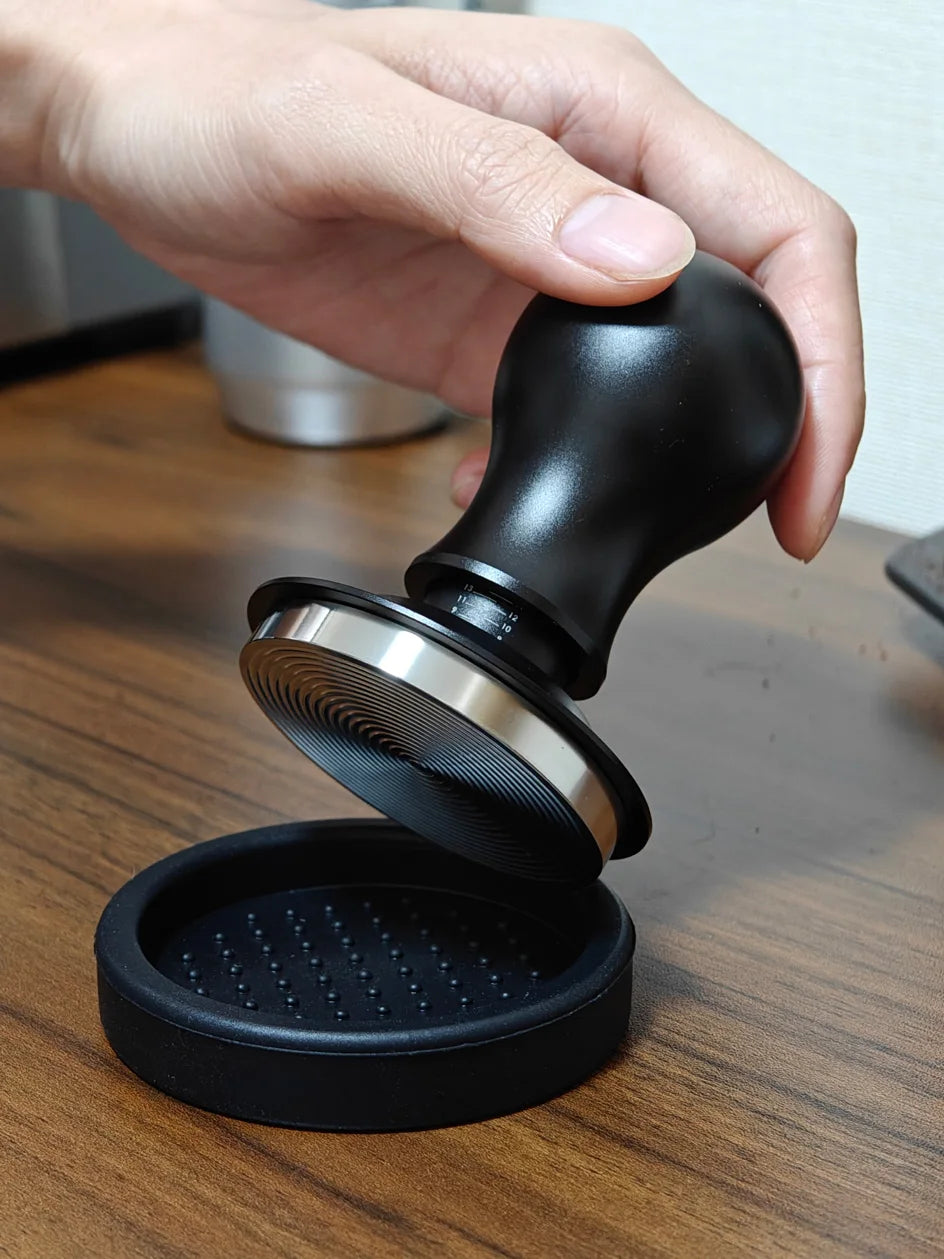 Coffee Tamper 54mm Ripple Base Espresso Tamper Barista Spring Loaded Coffee Tamper with Depth indication Tampers 51mm 53mm 58mm