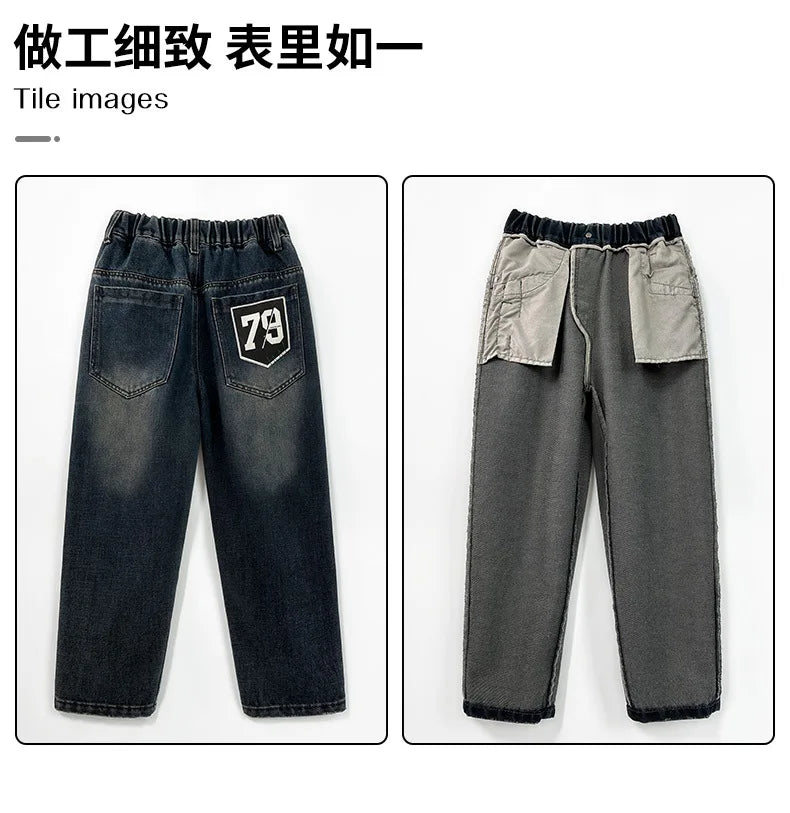 Spring Autumn Boys Jeans Children Denim Trousers New Kids Casual Pants for 5 6 7 8 9 10 11 12 13 14 Years Teenagers Kids Clothes