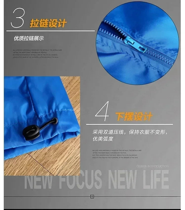 2025 New European and American men's fashion jacket, windproof and waterproof zipper hooded overcoat, spring and winter outdoor