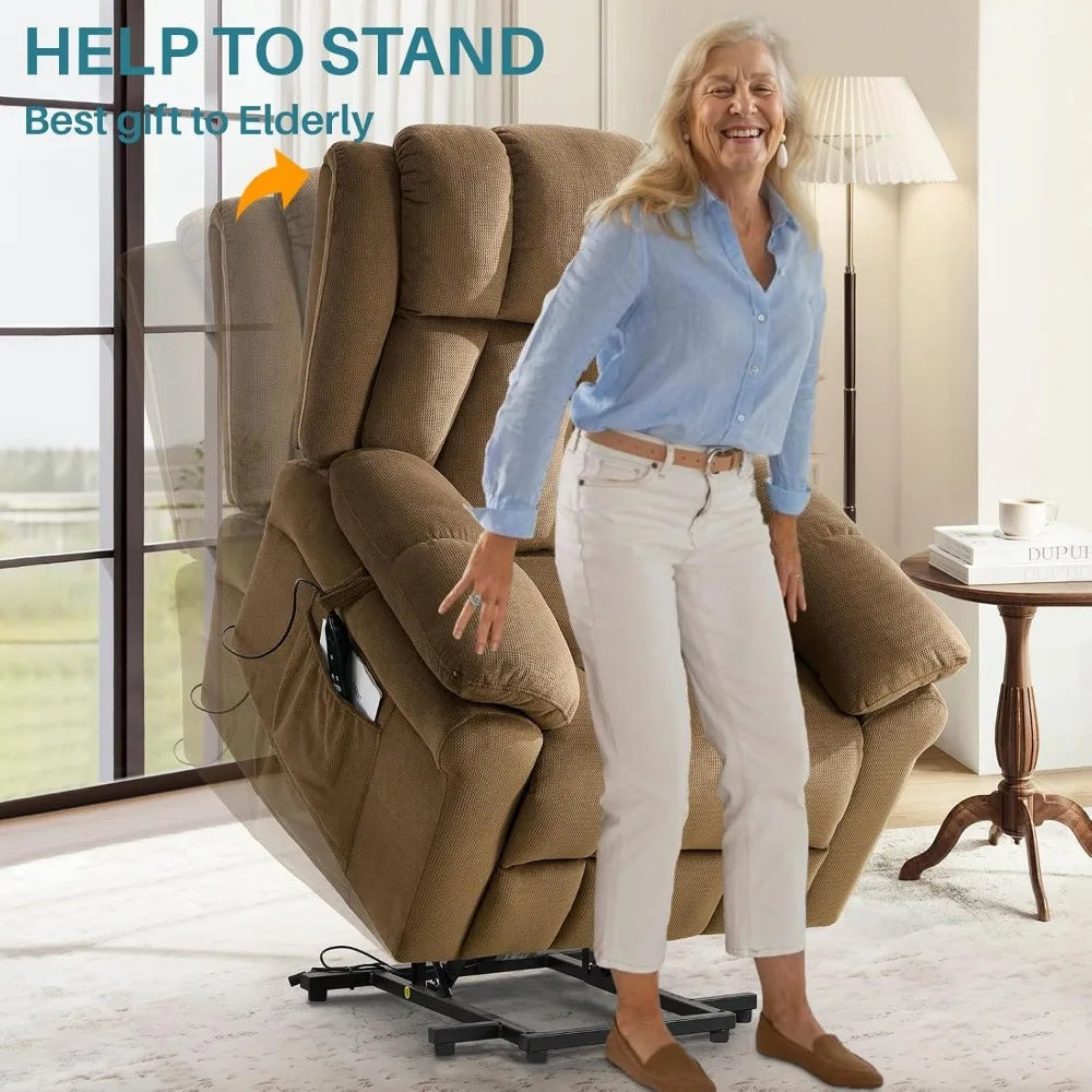 Power Lift Recliner Chair for Elderly,Electric Lift Chairs with Massage and Heat, Fabric Lift Chair Recliners for Adults with Cu