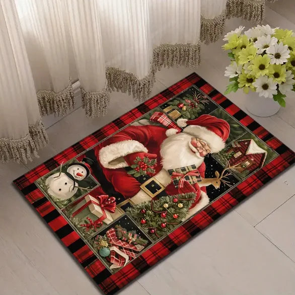 Christmas Red Santa Claus Truck Pattern Carpet Door Mat Door Mat Mat Living Room Carpet Christmas Decoration Room Home Decor