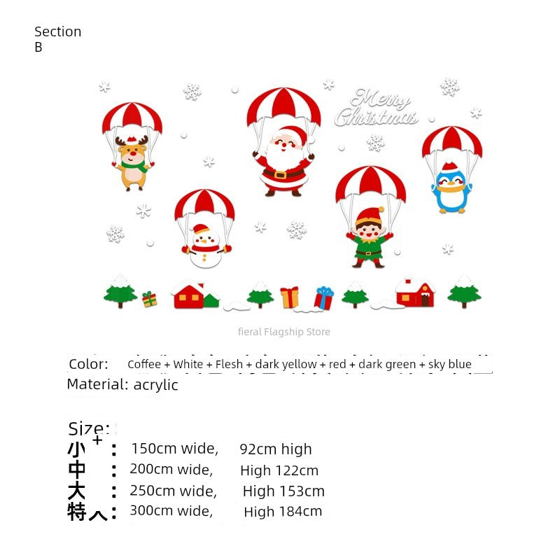 Christmas Decoration Scene Layout Shopping Window Glass Sticker Painting Santa Claus Christmas Tree Wall Decorations