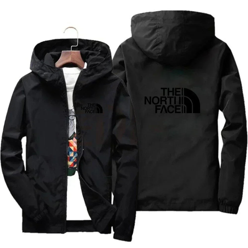 2025 New European and American men's fashion jacket, windproof and waterproof zipper hooded overcoat, spring and winter outdoor