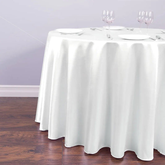 White Round Satin Table Cloths