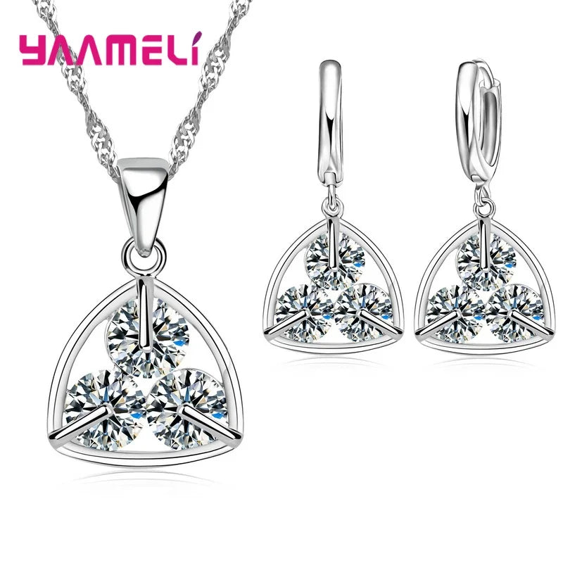 34 Designs Big Promotion 925 Sterling Silver Jewelry Set for Woman Girl Pearl Rhinestone Zircon Pendant Necklace Earrings Chain