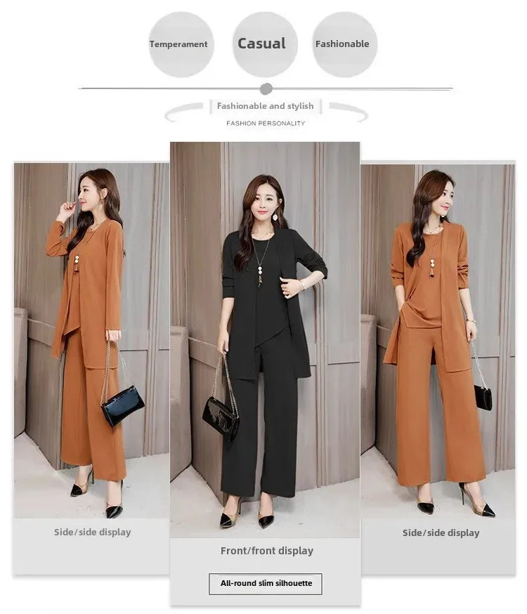 Stylish Slimming Age-Reducing Fashionable Plus Size Women's Three-Piece Suit New Spring Autumn 2020 Wide Tai Tai Skirt Set