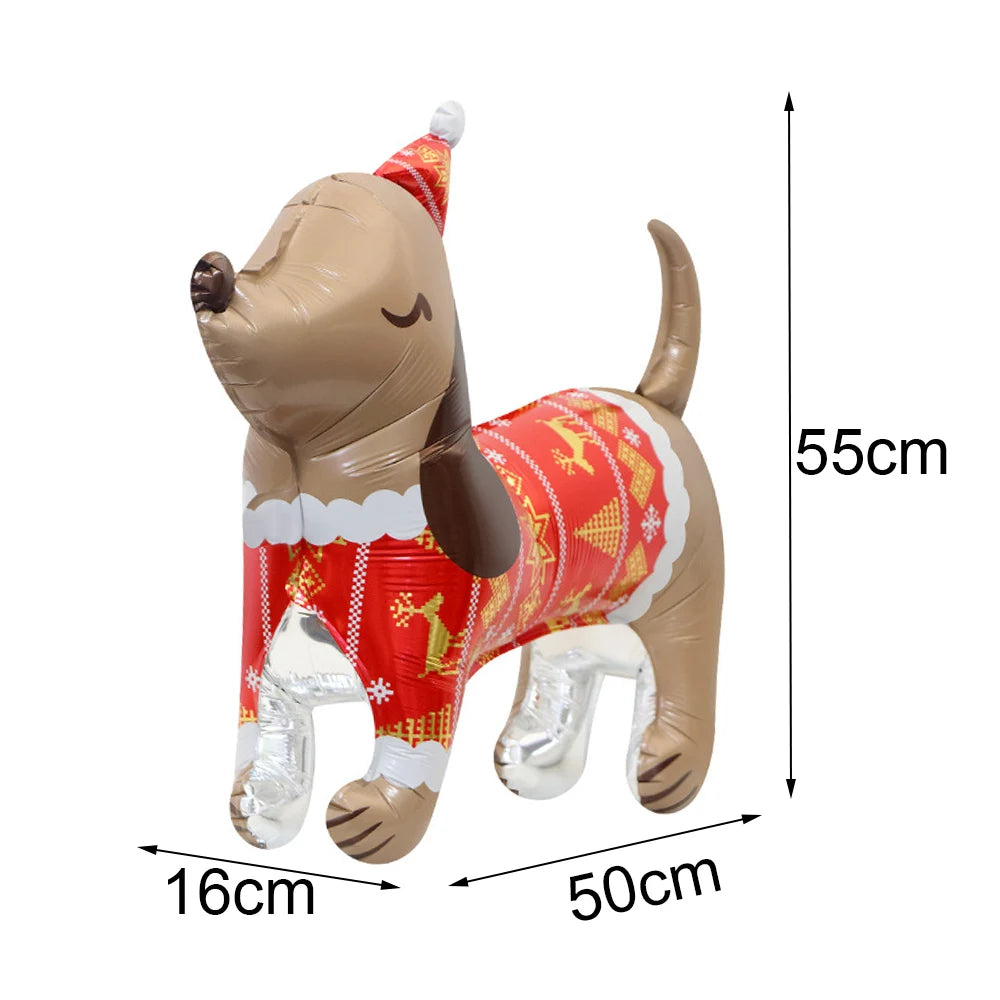 Christmas Inflatable Reindeer Balloons Standing Elk Xmas Gift Box Foil Balloons Christmas Birthday Decoration kids Party Ballons
