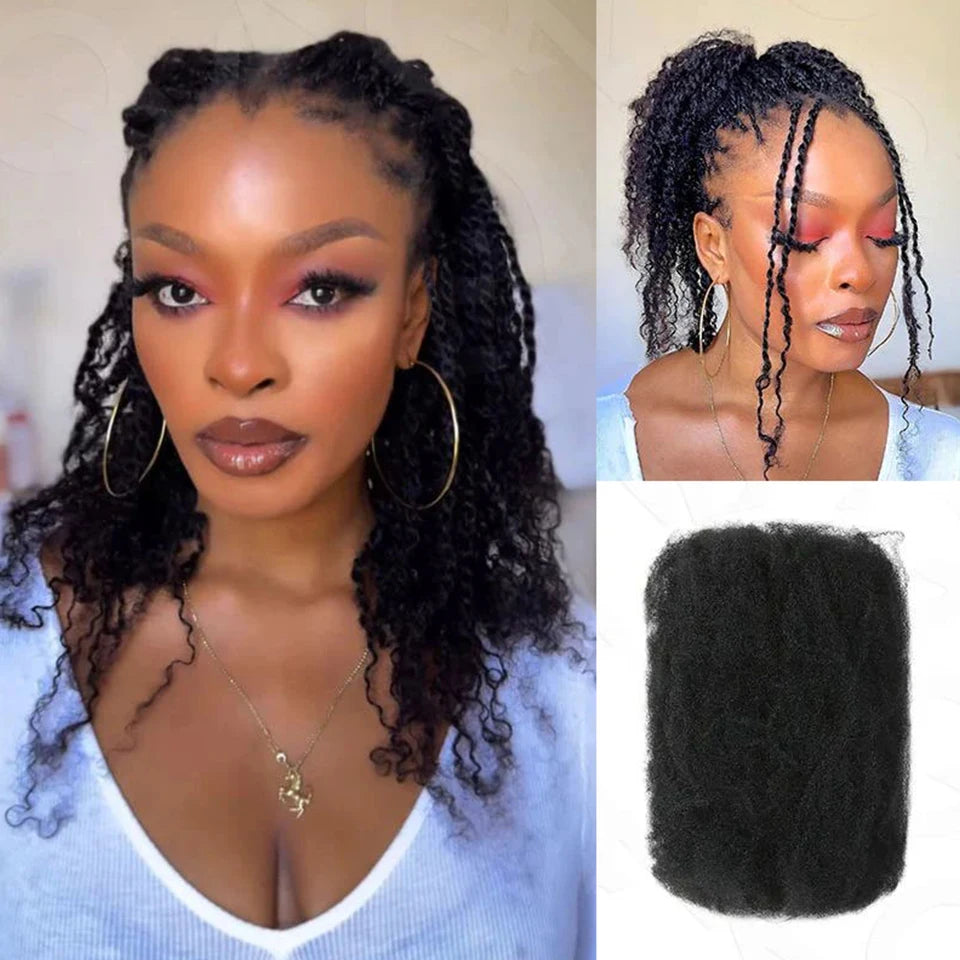 Afro Kinky Bulk Human Hair For Dreadlock Extensions Loc Repair Braiding Twist Afro Kinky Human Hair for Locs 1 Pack  Braids Hair