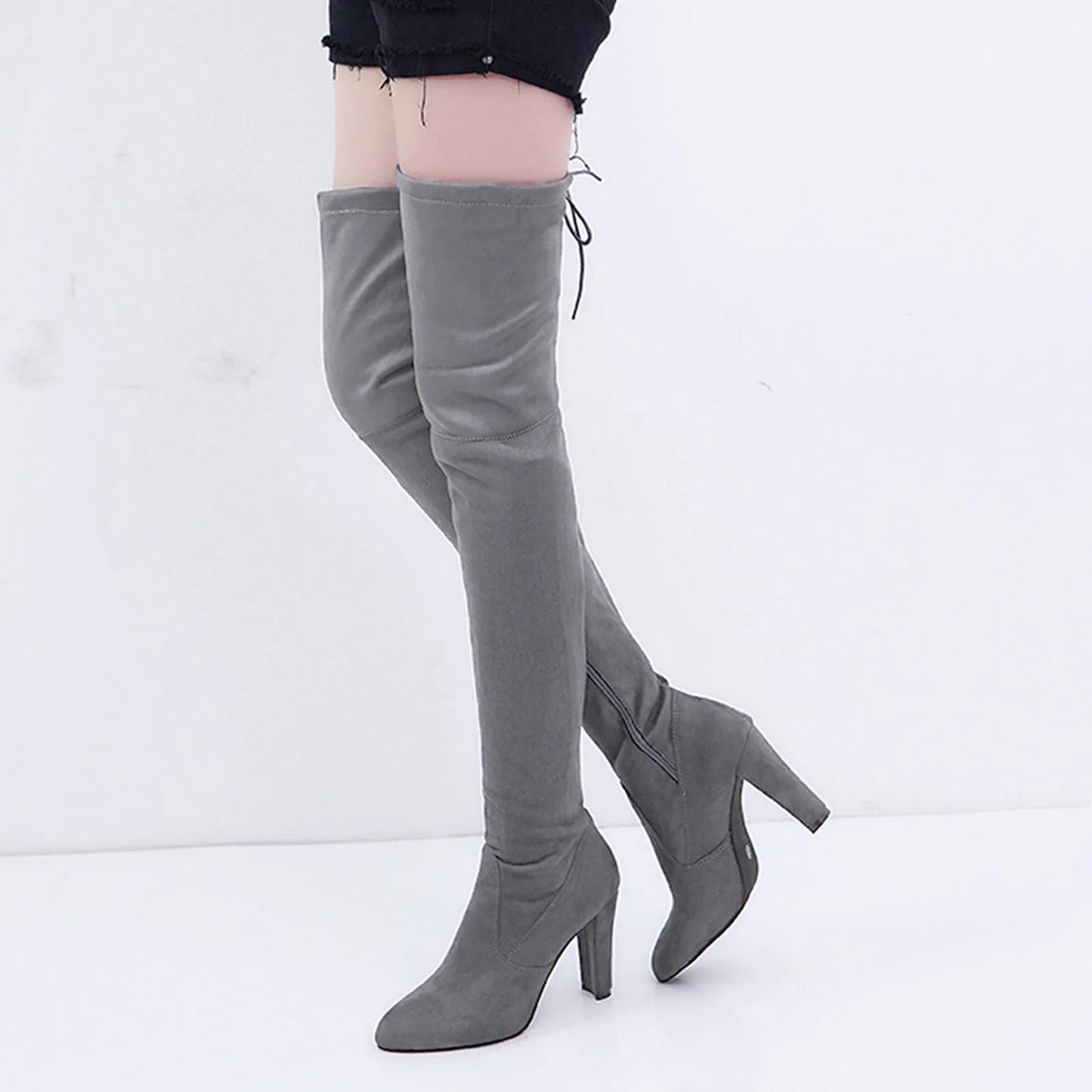 Women Stretch Faux Stretch Thigh High Boots