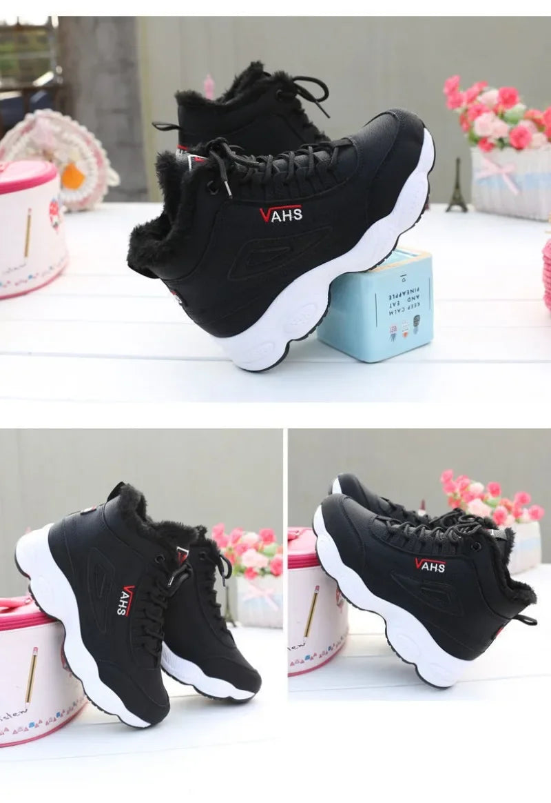 New Winter Thick-soled Women's Sneakers Warm Plus Velvet Cotton Shoes Height-increasing Non-slip Platform Women Shoes Snow Boots