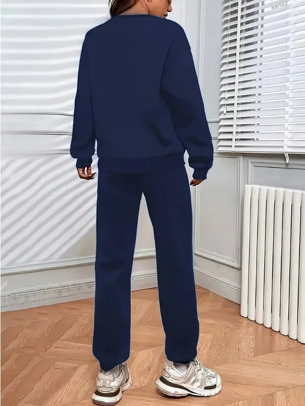 Autumn Winter Fleece Sweatshirt Sports Set Comfortable Polyester Women's Fashion