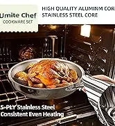 Stainless Steel Cookware Set, 5 Ply 14 Piece Stainless Steel Pot and Pan Set-Induction, Heavy Chef Quality, Oven Safe | Professi