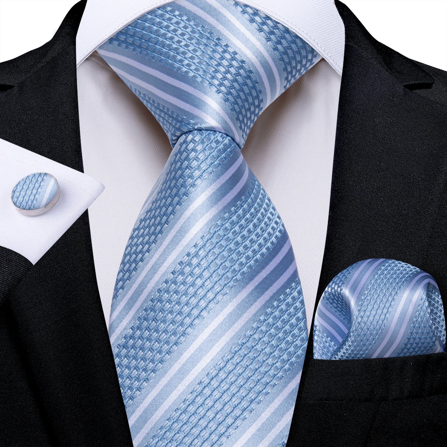 Gold Black Striped Silk Neck Ties