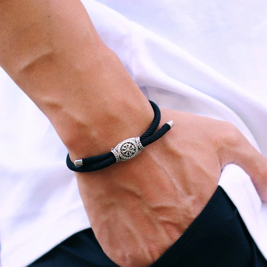 Retro Mens Viking Bracelet Handmade Adjustable Rope Bracelet